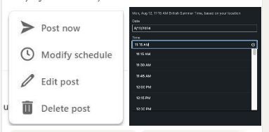 image showing how to edit a scheduled post in LinkedIn