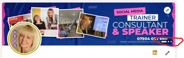 Image of rachel moore social media's LinkedIn profile showing where you can see the slideshow button